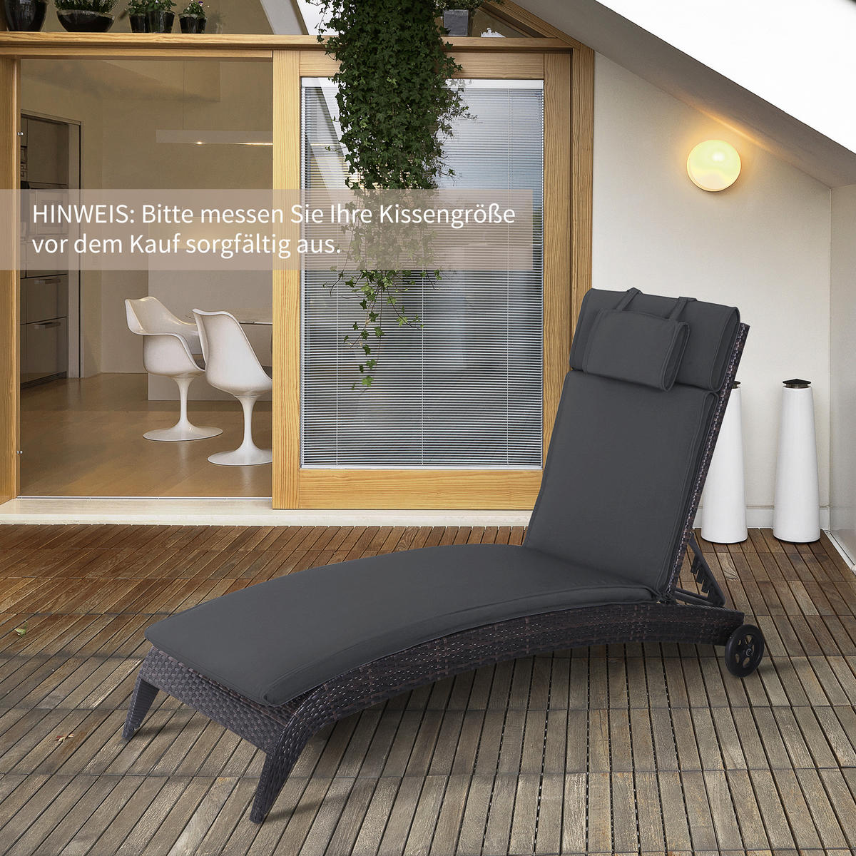 SITZKISSEN, Polyester, Baumwolle, Grau - Grau, Kunststoff (53/5/198cm) - Outsunny