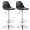 BARHOCKER 2er Set Lederlook schwarz - Chromfarben/Schwarz, Kunststoff/Textil (39/82/43cm) - CLP