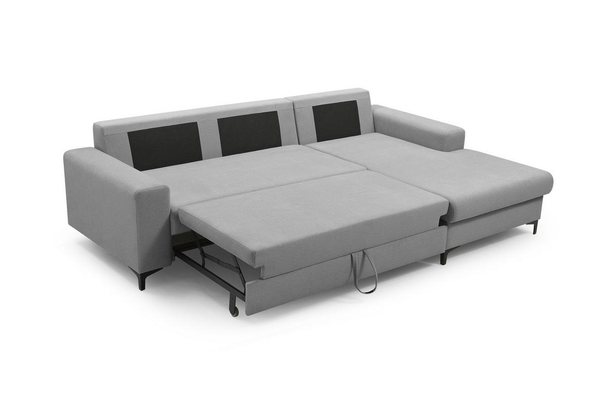 ECKSOFA AVRA L-förmig, mit Stauraumbehälter-in RINO-Stoff, Komfort & Eleganz, lose Rückenkissen, freistehend, RECHTS 251x165x85 cm Dark grey - Dunkelgrau, Holz/Textil (251/165cm) - DomoHome