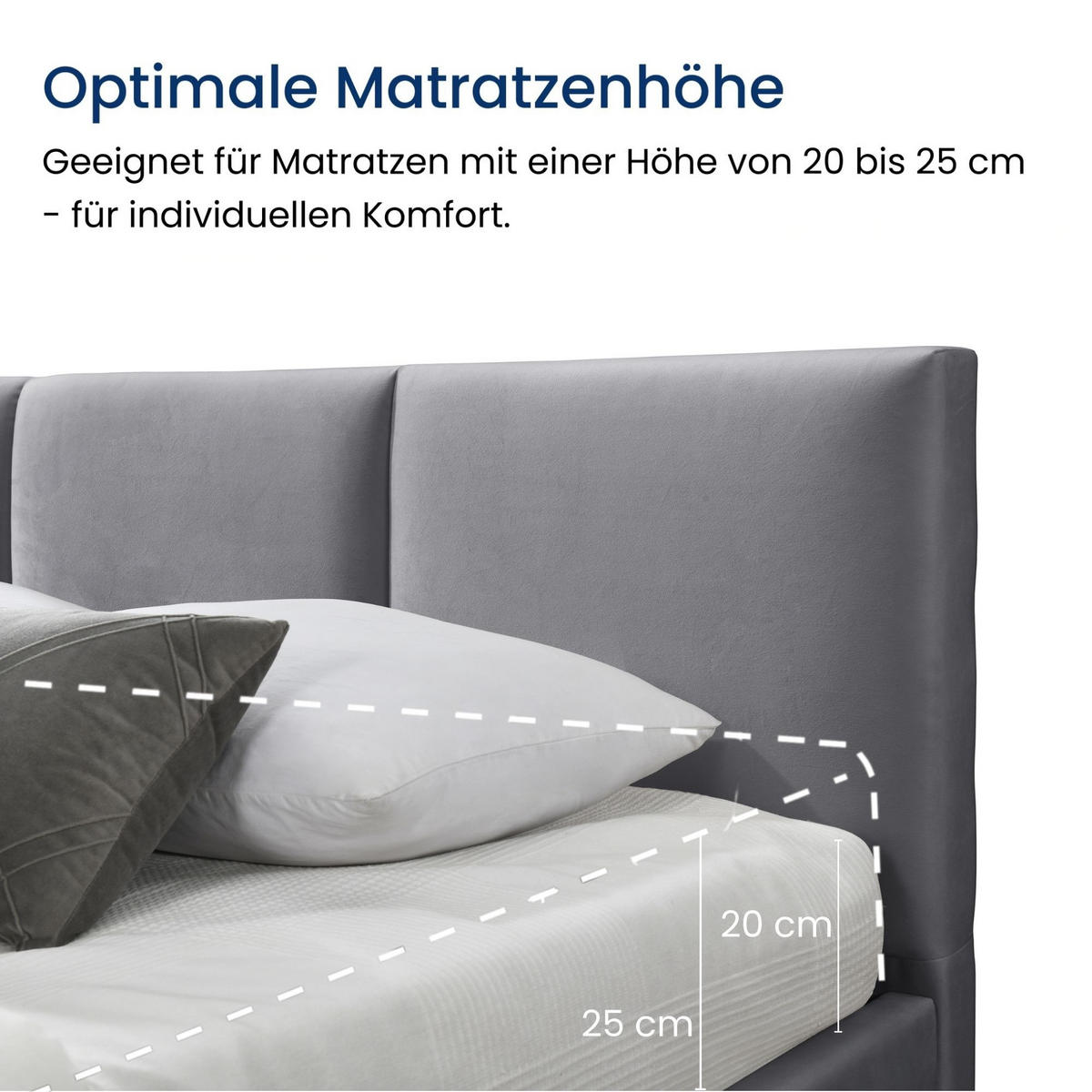 POLSTERBETT 140x200 cm in Grau - Grau, Metall (140/200cm) - Home Collective