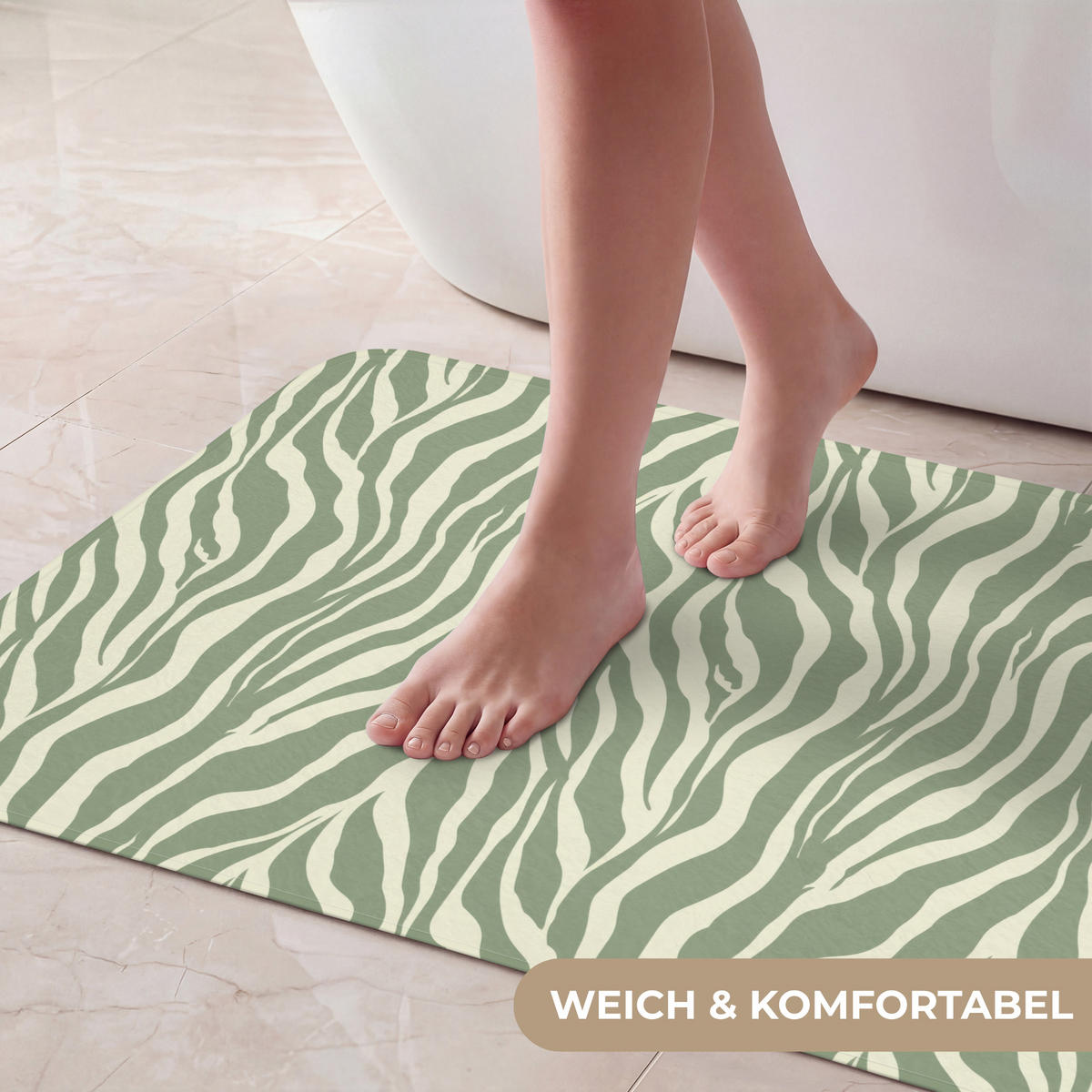 KOUPELNOVÁ PŘEDLOŽKA Zebra - Motiv - zelená 80x50 cm - šalvějově zelená, textil/plast (80/50cm)