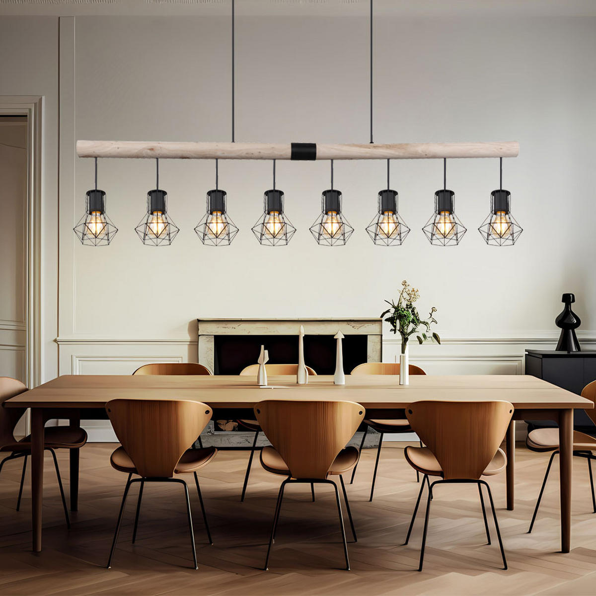 HÄNGELEUCHTE Holz Braun Metall - Braun, Holz (140/13.3/120cm) - Globo Lighting