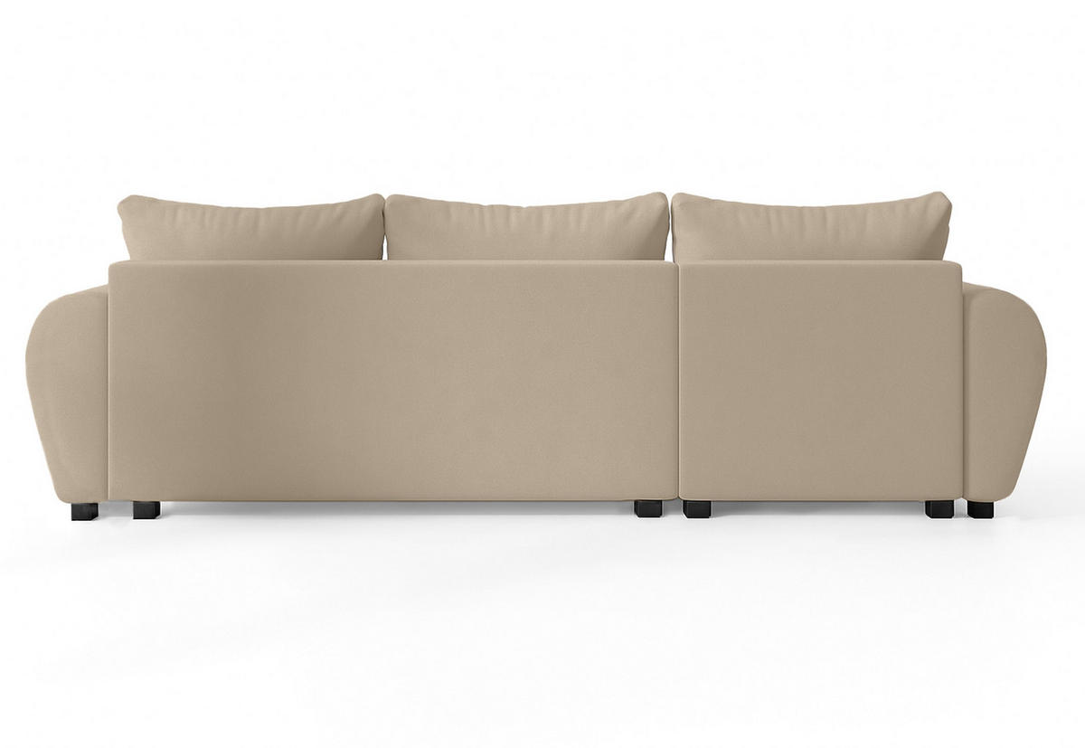 ECKSOFA L Form Malatya Hellbraun 246/145/82 cm stilvolle mit Schlaffunktion L - Hellbraun/Schwarz, Kunststoff/Textil (145/246cm) - AX Living