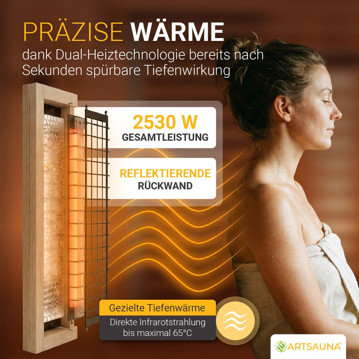 INFRAROTKABINE Malmö140 natur mit Dual-Technologie & Hemlockholz - Naturfarben, Holz (140/190/140cm) - Artsauna