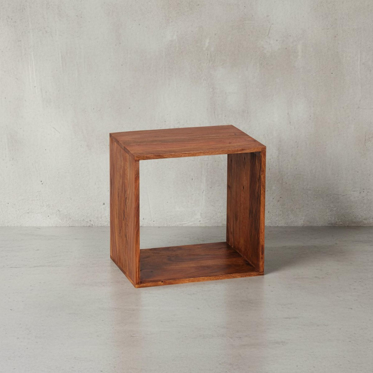 BEISTELLTISCH Massivholz Regalform Cube NAKO, Braun 43x33x43 cm - Braun, Holz (33/43/43cm) - KADIMA DESIGN