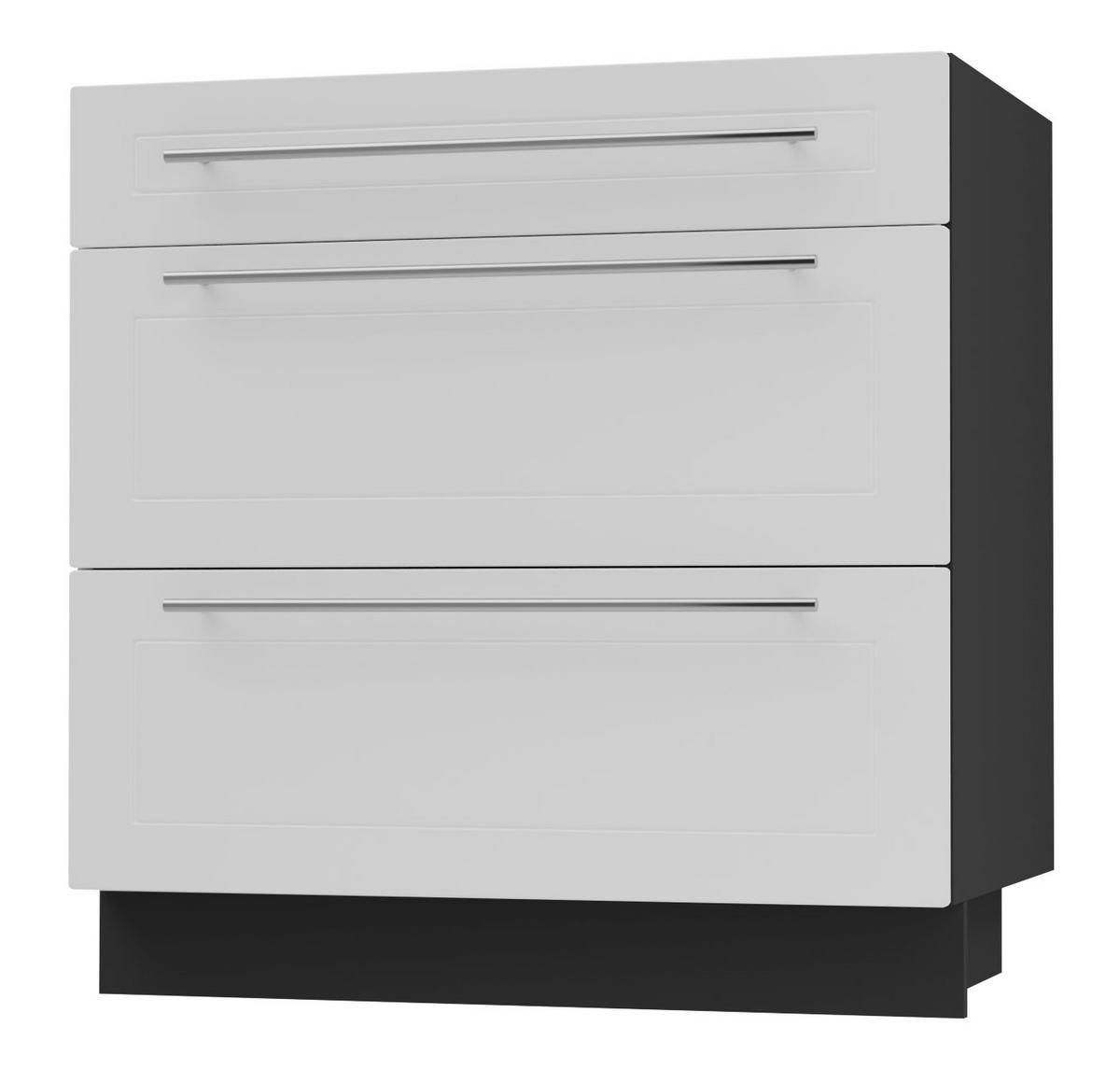 SCHUBLADENUNTERSCHRANK Kvantum D3A/80 80 / 50 / 82cm - Schwarz/Weiß, Holz/Holzwerkstoff (80/82/50cm) - Feldmann-Wohnen