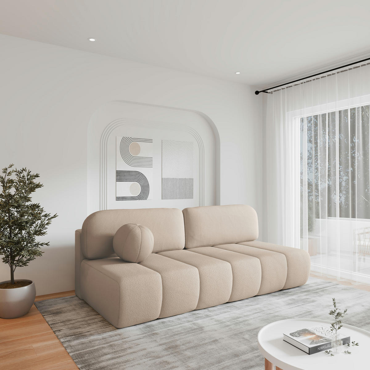 SCHLAFSOFA - Fluffy - Beige (Anthology 3) - Beige, Holz (210/88/104cm) - Möblo