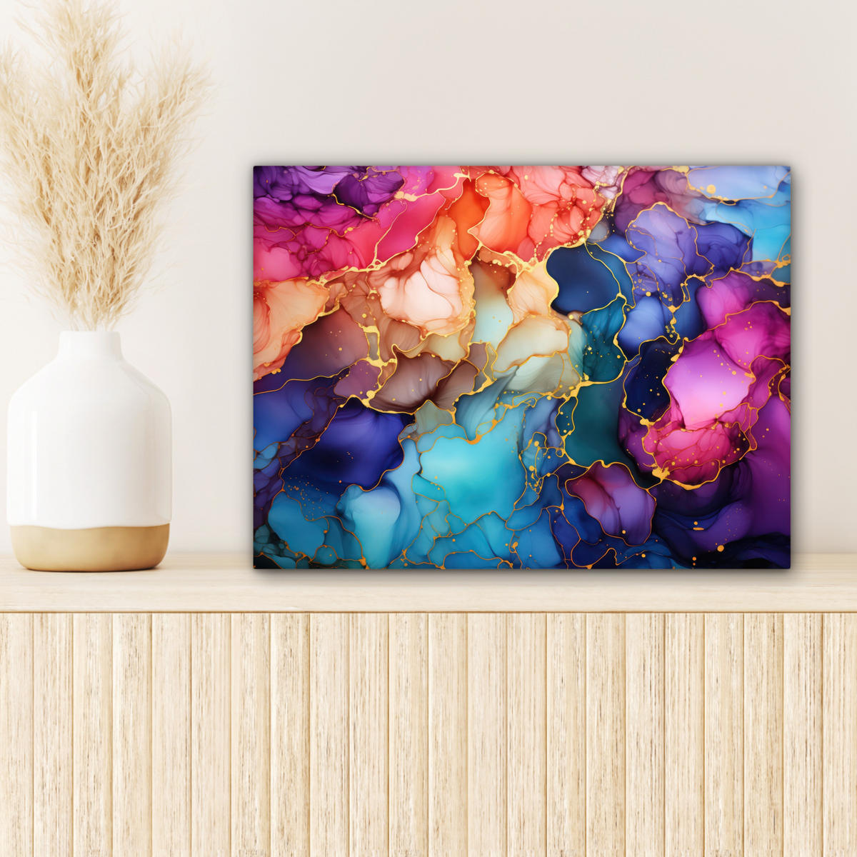 LEINWANDBILD Marmor - Bunt - Abstrakt Wandbild 40x30 cm - Multicolor, Textil (40/30cm) - MuchoWow