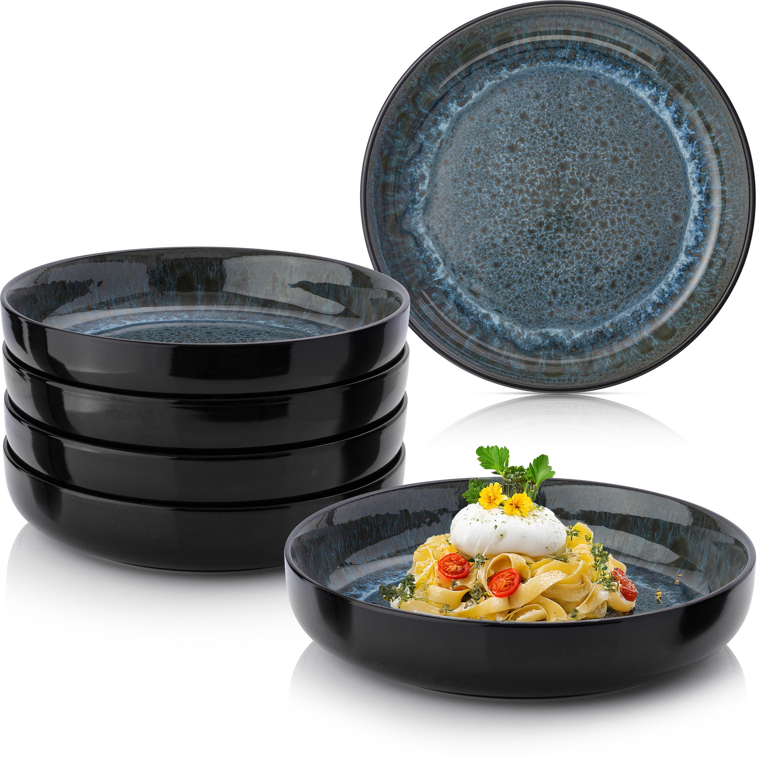 PASTASCHALEN MANILA - 6 teilig aus Steingut - Blau, Stein (22.2cm) - Sänger