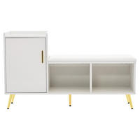 SCHUHSCHRANK MIT SITZBANK Weiß Hochglanz 120/35/71,5 cm - Weiß, Holzwerkstoff (120/71.5/35cm) - PANGIVO