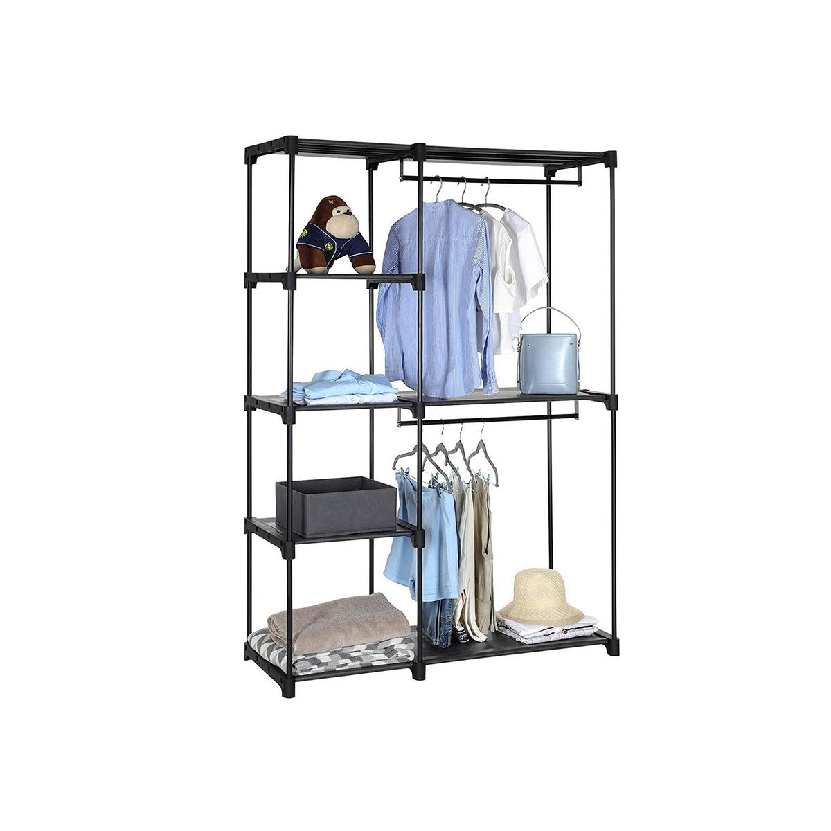 KLEIDERSCHRANK - Schwarz, Textil (43/165/112cm) - Hansiro
