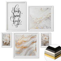 WANDBILDER 5er-Set - 50x50 cm & 20x30 cm & 40x60 cm Weißer Rahmen - Porträt von Blumen in intensiven Farben - Weiß, Kunststoff (40/60cm) - ArtPrintCave
