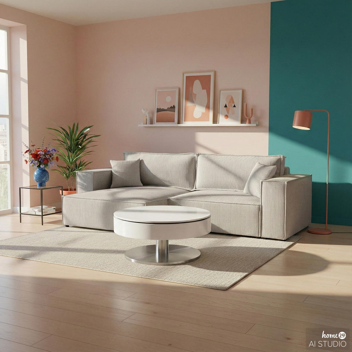 COUCHTISCH mit Stauraum - Weiß / Silber - Weiß, Holzwerkstoff/Metall (79/79/40cm) - home24