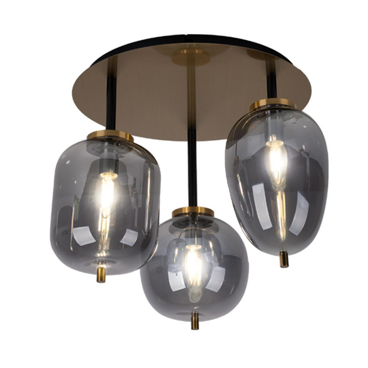 DECKENLEUCHTE Metall Glas Grau Rauchoptik - Grau, Glas (46/46/36cm) - Globo Lighting