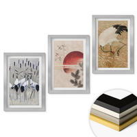 WANDBILDER 3er Set - 20x30 cm Silberner Rahmen - Japanische Kraniche Landschaft - Silberfarben, Kunststoff (20/30cm) - ArtPrintCave