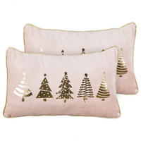 DEKOKISSEN 2er-Set Rosa 30/50 cm Alsobia - Pink/Goldfarben, Textil (30/50cm) - Beliani