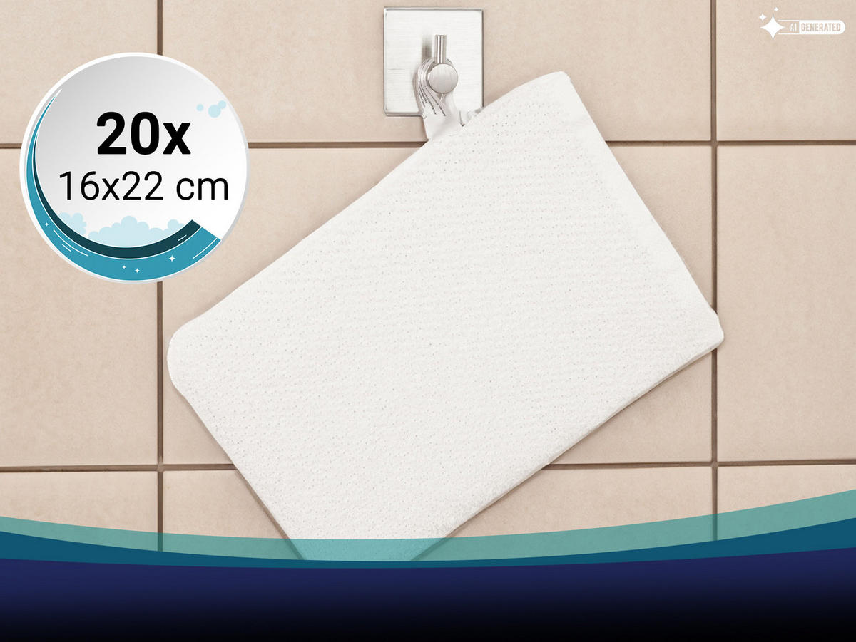 WASCHHANDSCHUH, 20er-Set, 16x22 cm, 70% Baumwolle, 30% Polyester, Weiß - Weiß, Textil (16/22cm) - Zollner
