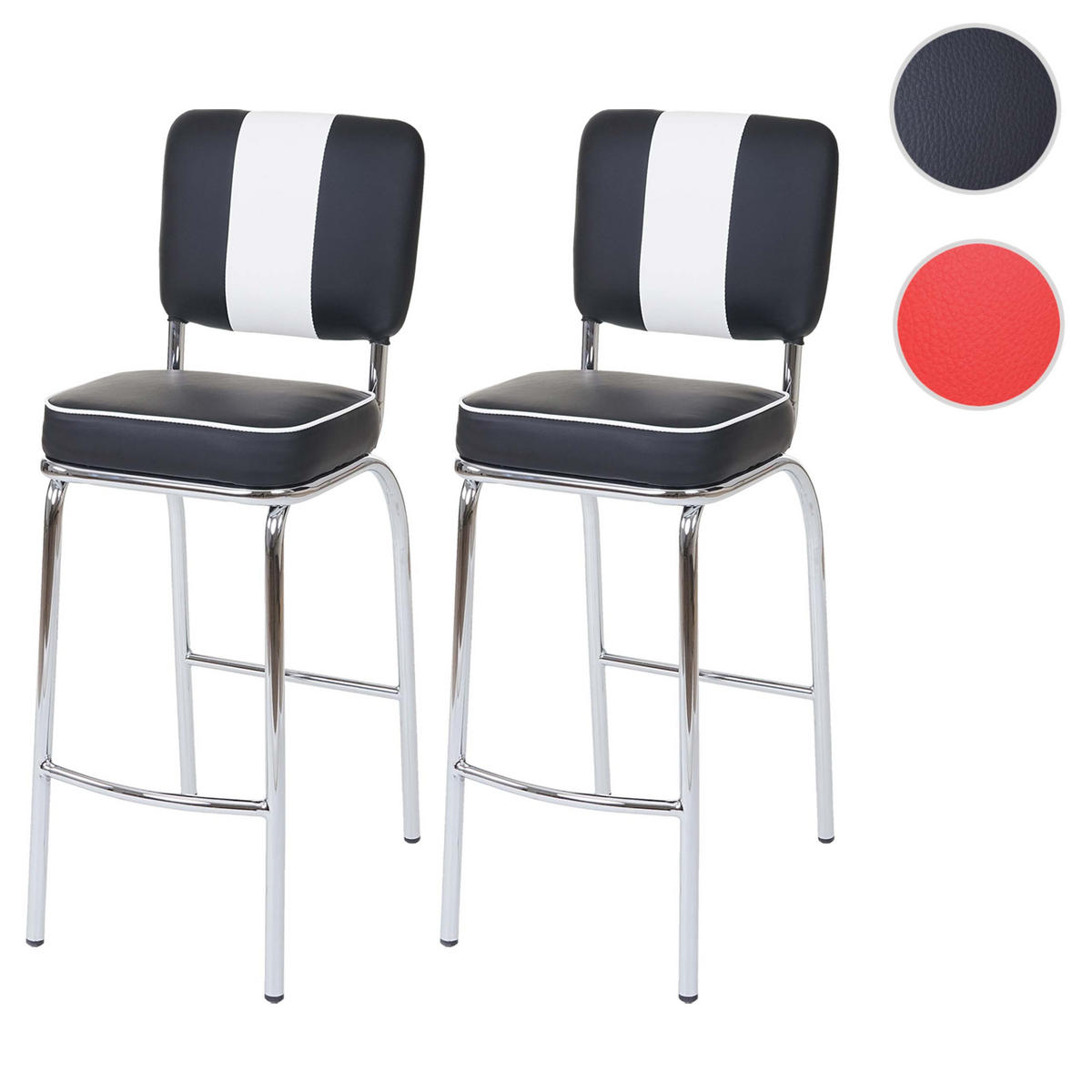 BARHOCKER Schwarz, Weiß 2er-Set - Schwarz/Weiß, Textil (34/107/46cm) - MCW