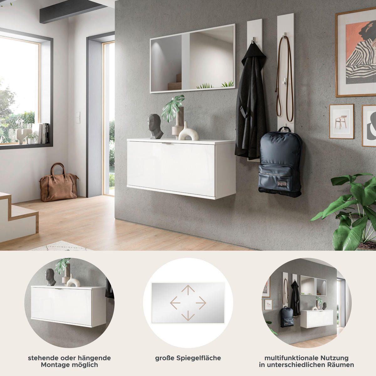 GARDEROBE Systemmöbel Projekt X 4tlg. Kombination , ca.130x191x37 cm - Weiß, Holzwerkstoff (130/191/37cm)