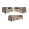 SITZGARNITUR 3+2+1 Chesterfield Lexi Dunkle Creme Samt - Goldfarben/Creme, Holz/Textil (243/75/100cm) - S-Style Möbel