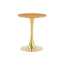 BEISTELLTISCH 60/60/72 cm Gold Holzoptik aus MDF und Metall mit runder Tischplatte - Schwarz, Holzwerkstoff (60/60/72cm) - OKWISH