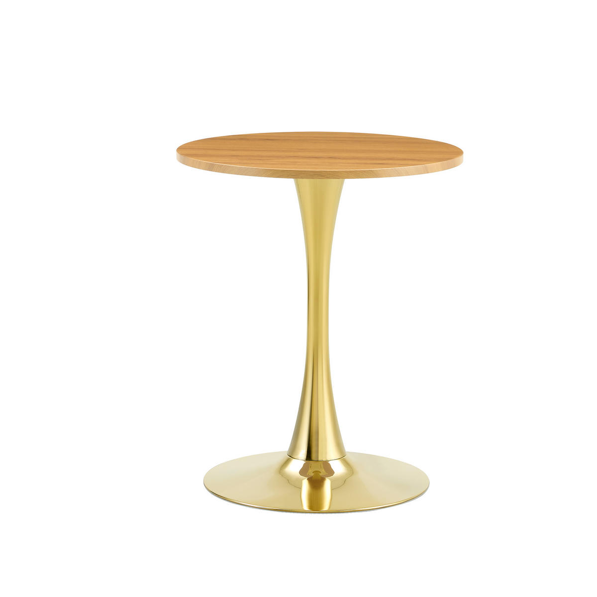 BEISTELLTISCH 60/60/72 cm Gold Holzoptik aus MDF und Metall mit runder Tischplatte - Schwarz, Holzwerkstoff (60/60/72cm) - OKWISH