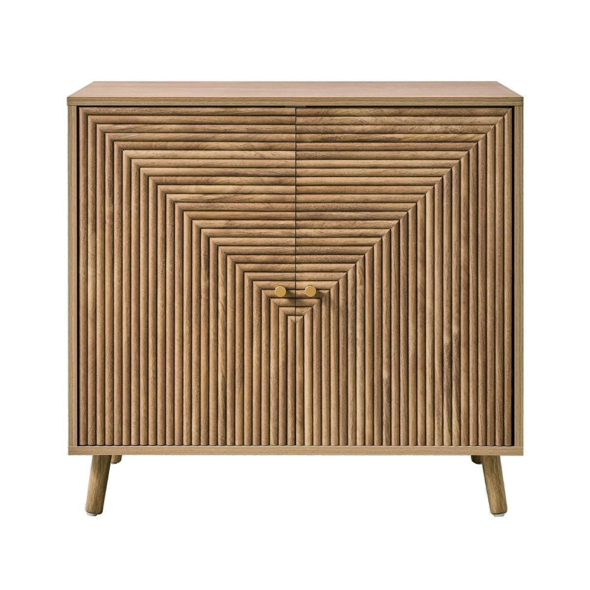 SIDEBOARD 2 Türen in Lamellenoptik in L-Form Eden 80/39/75 cm - Eschefarben, Holzwerkstoff (39/75/47cm) - Calicosy