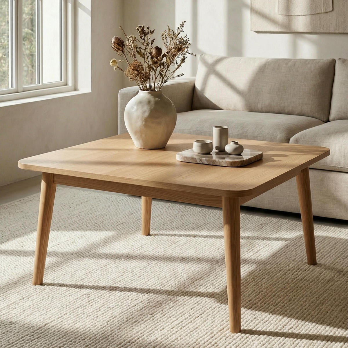 COUCHTISCH quadratisch Eiche massiv 90/90/52 cm - Eichefarben/Braun, Holz/Holzwerkstoff (90/90/52cm) - Furnhouse