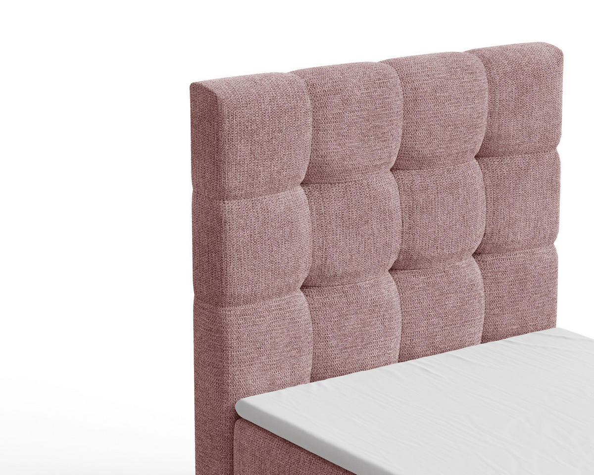 BOXBETT - Bett 05 OSLO - Aragon - 90x200 cm - mit Bettkasten und Komfort-Topper - Rosa, Holz (90/200cm) - ROYAL24_MARKT