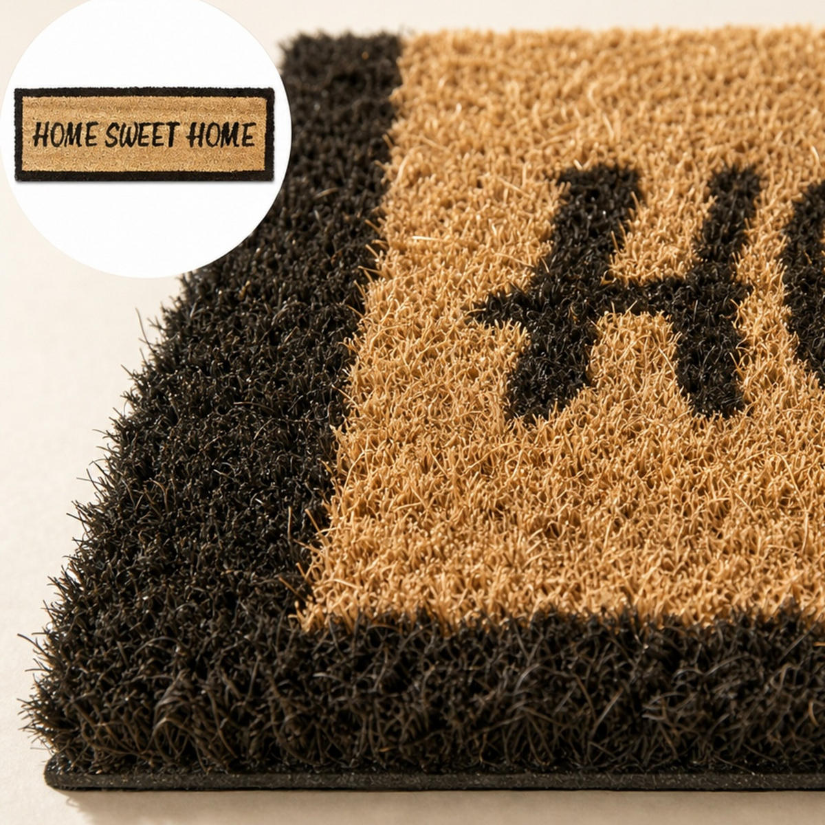 ROHOŽKA Přírodní kokos nápis Home Sweet Home 75x25 cm - světle hnědá, textil/plast (75/25cm) - Relaxdays