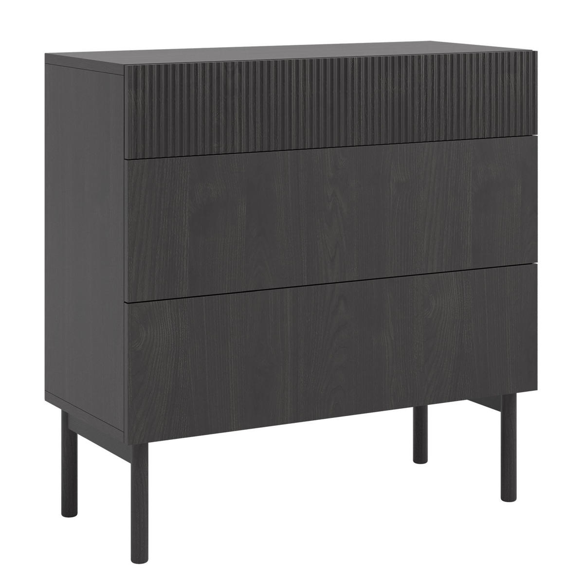 KOMMODE Nolie Holzoptik Esche Schwarz 90 cm - Schwarz, Holz/Holzwerkstoff (90/90.6/38cm) - Selsey