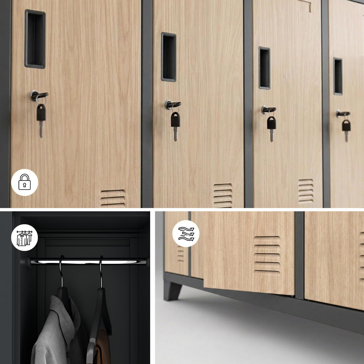 ARBEITSSCHUTZ-KLEIDERSCHRANK BARTEK 172 x 136 x 45 cm - Anthrazit/Sonoma Eiche, Metall (136/172/45cm) - Jan Nowak