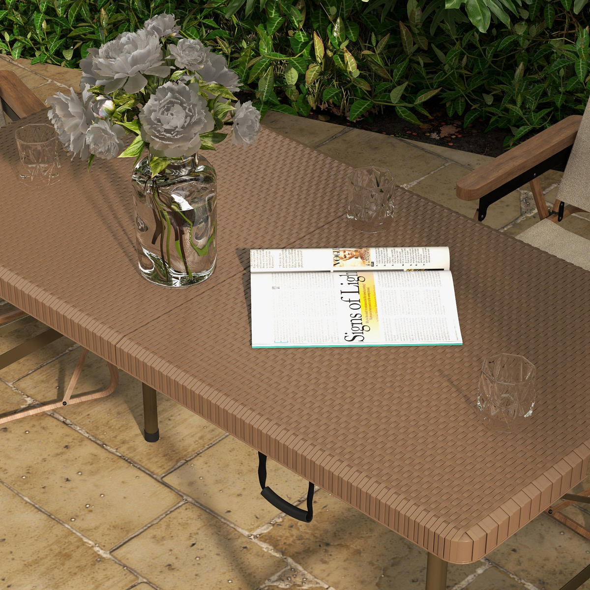 GARTENTISCH, Braun, HDPE - Braun, Kunststoff (122/60/73cm) - Outsunny