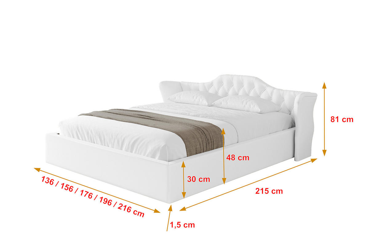 POLSTERBETT mit Bettkasten und Lattenrost, Boxbett ohne Matratze - ZORAN-V1 180x200 Weiß Kunstleder - Weiß Hochglanz, Holzwerkstoff/Textil (180/200cm) - ALTDECOR