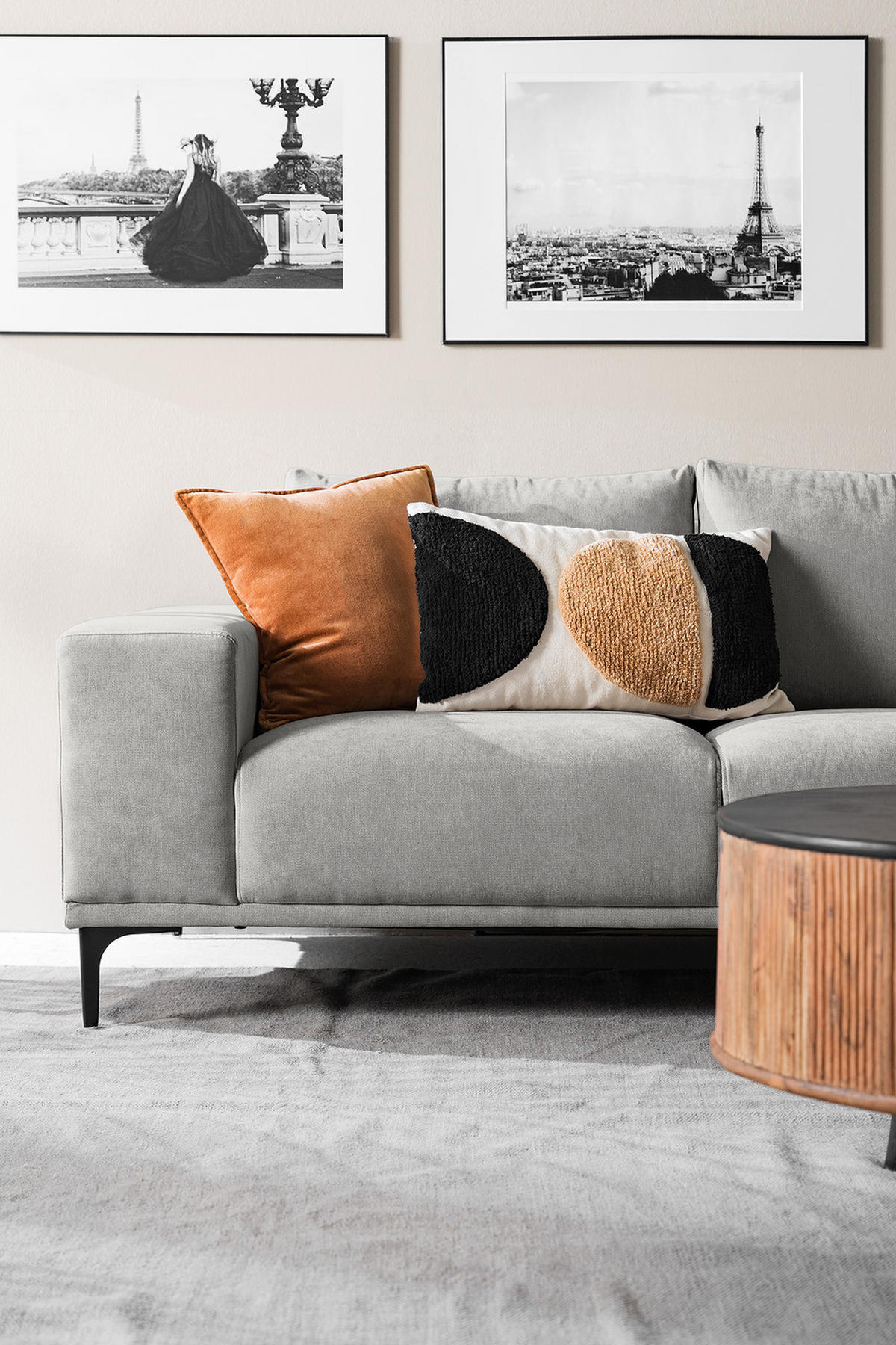 3-SITZER SOFA - Grau, Metall (246/78/91cm) - home24