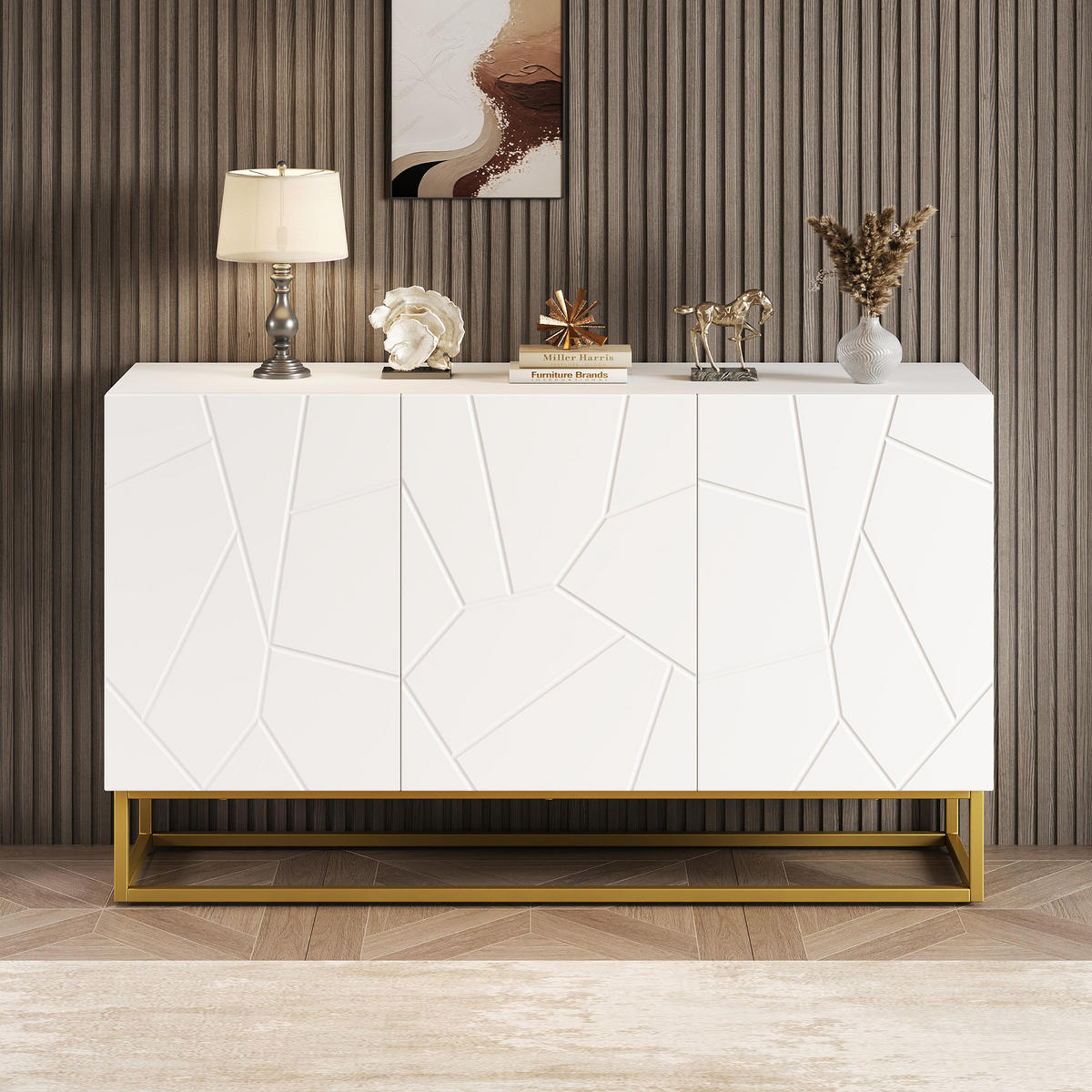 SIDEBOARD Hochglanz 4 Fächer 130cm Modern Stauraum Anrichte - Multicolor, Holzwerkstoff (35/76/130cm) - FLIEKS