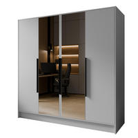 DREHTÜRENSCHRANK RENVO 200/200/51 cm Modern Kleiderschrank 4-türig mit Spiegel Weiß - Weiß, Holzwerkstoff (200/200/51cm) - MASSENO