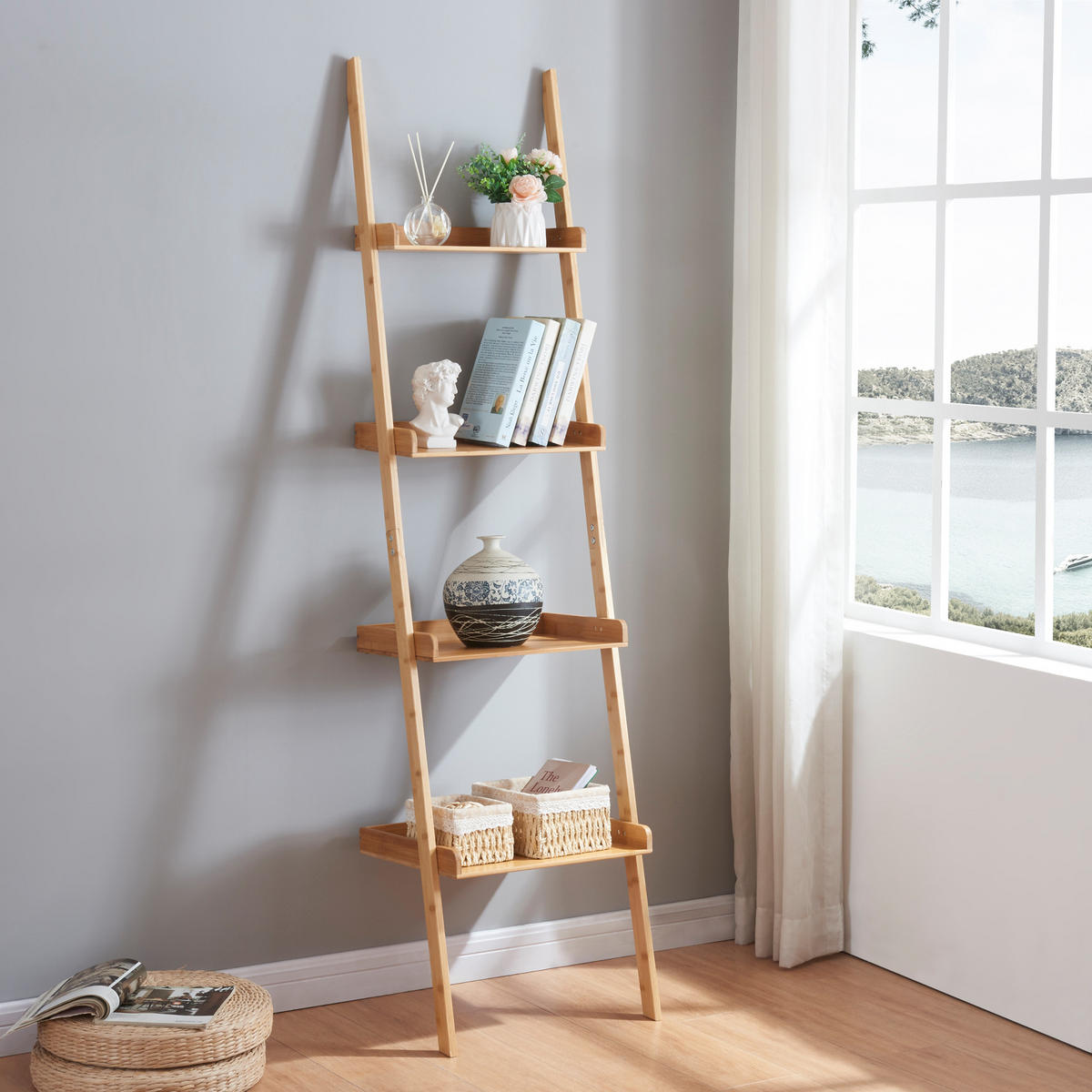 LEITERREGAL Göinge - Naturfarben, Holz (44/176/37cm) - [en.casa]