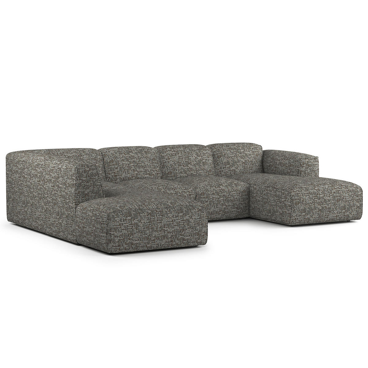 WOHNLANDSCHAFT mit Longchair - Schwarz/Grau, Kunststoff/Textil (325/71/235cm) - home24