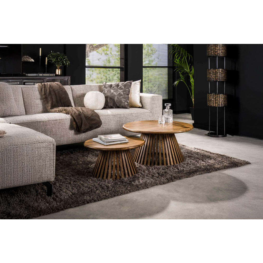 Thumbnail - Kawola Couchtisch-Set, Braun, Holz, Echtholz,Mangoholz, Rund, 80x40x80 cm, Wohnzimmer, Wohnzimmertische, Couchtische