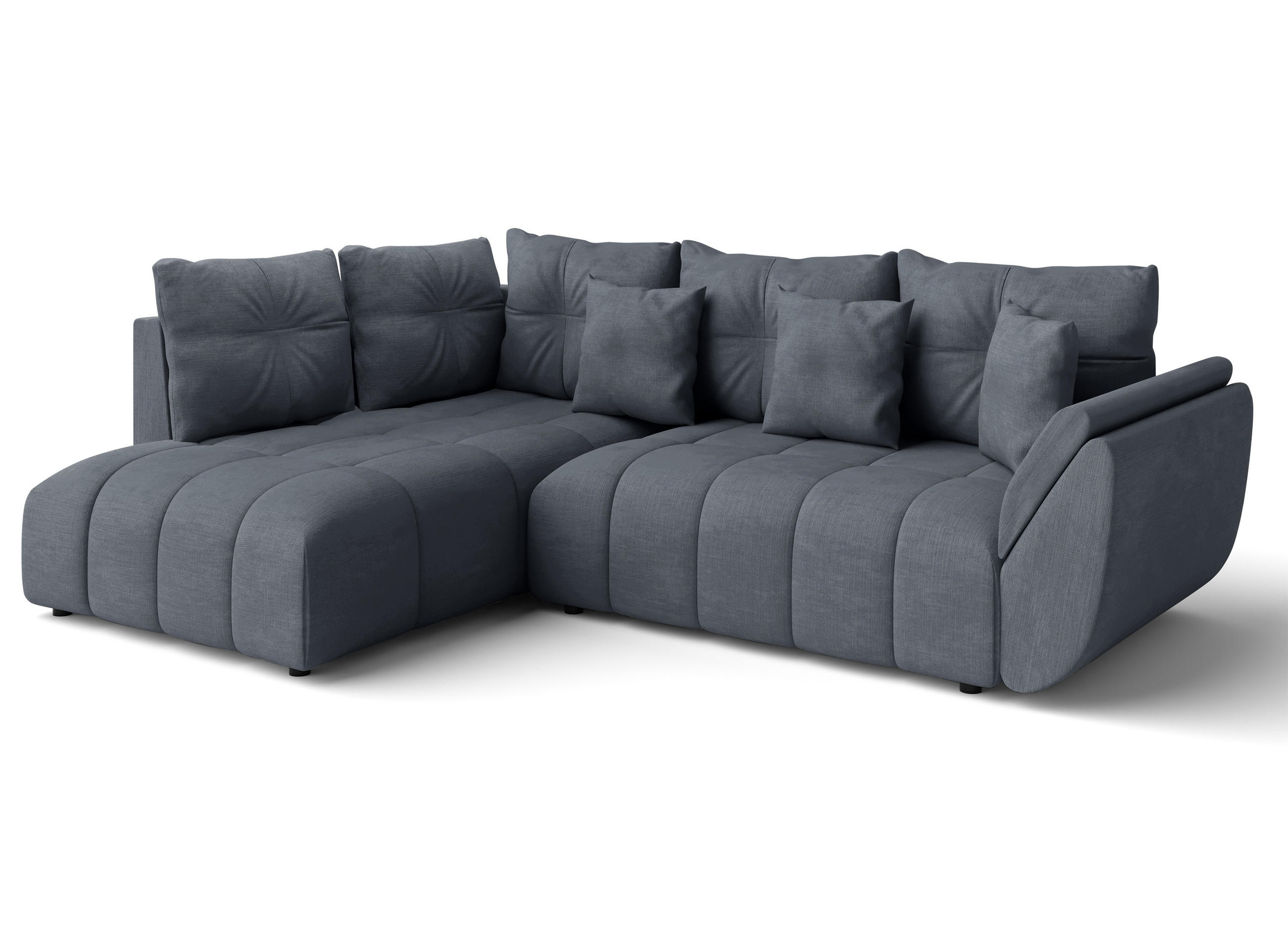 ECKSOFA L Form Corleone Grau 266/190/91 cm mit Schlaffunktion - Schwarz/Grau, Kunststoff/Textil (266/182cm) - AX Living