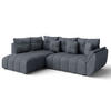 ECKSOFA L Form Corleone Grau 266/190/91 cm mit Schlaffunktion - Schwarz/Grau, Kunststoff/Textil (266/182cm) - AX Living
