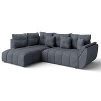 ECKSOFA L Form Corleone Grau 266/190/91 cm mit Schlaffunktion - Schwarz/Grau, Kunststoff/Textil (266/182cm) - AX Living