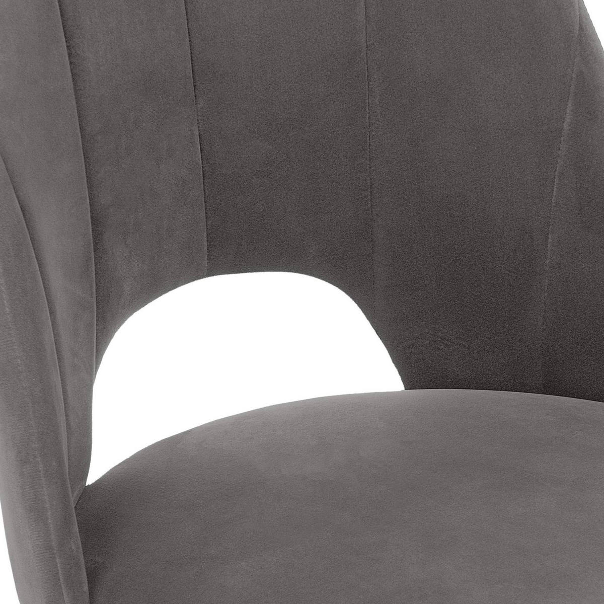 ESSZIMMERSTUHLE TINO 2-tlg Velours-Sitz, Grau - Eichefarben/Grau, Holz/Textil (48/86/44cm) - KONSIMO®