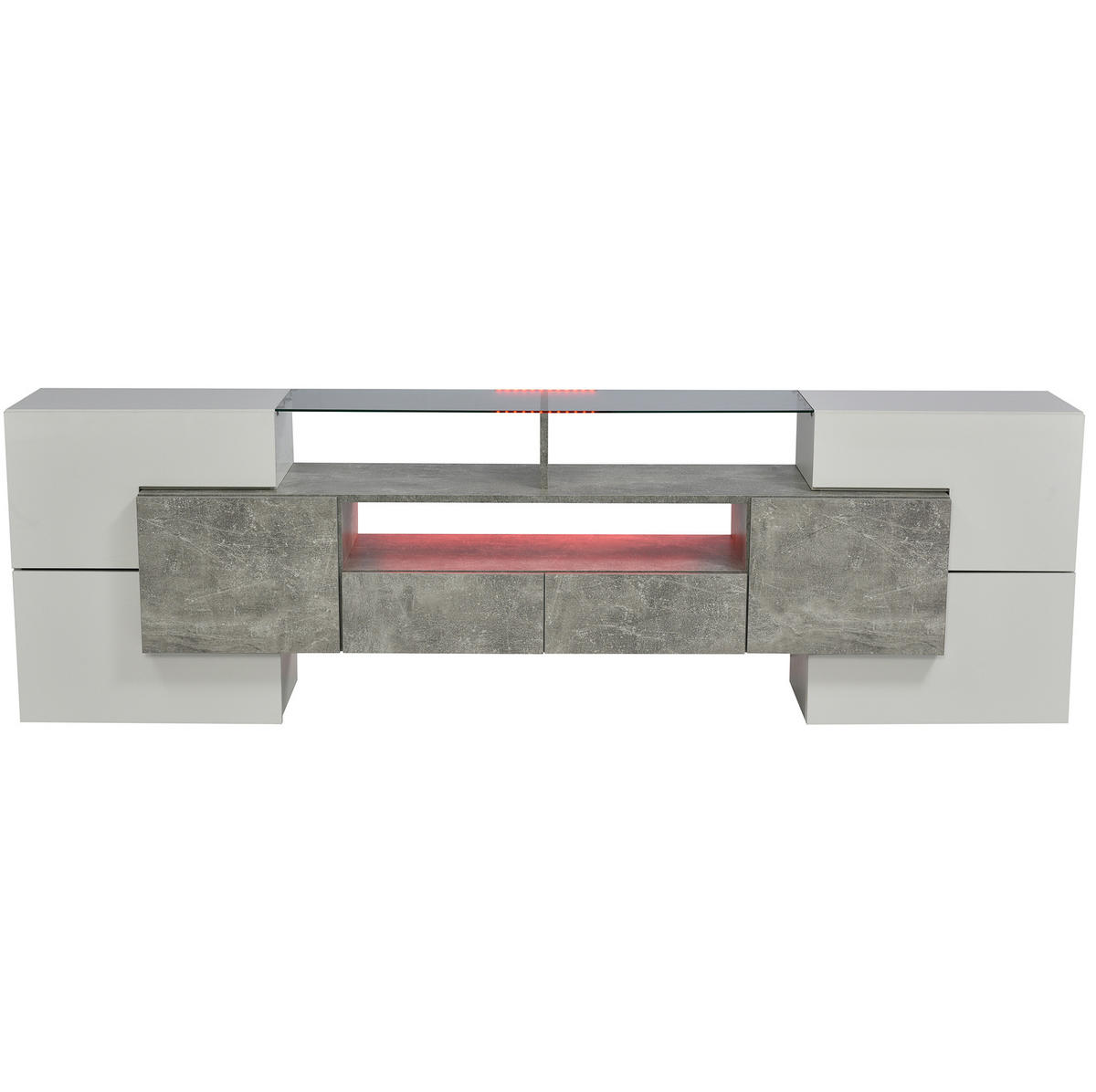LOWBOARD 200/35/60 cm aus MDF mit LED-Beleuchtung Grau/Weiß - Weiß, Holzwerkstoff (200/60/35cm) - Modenvie