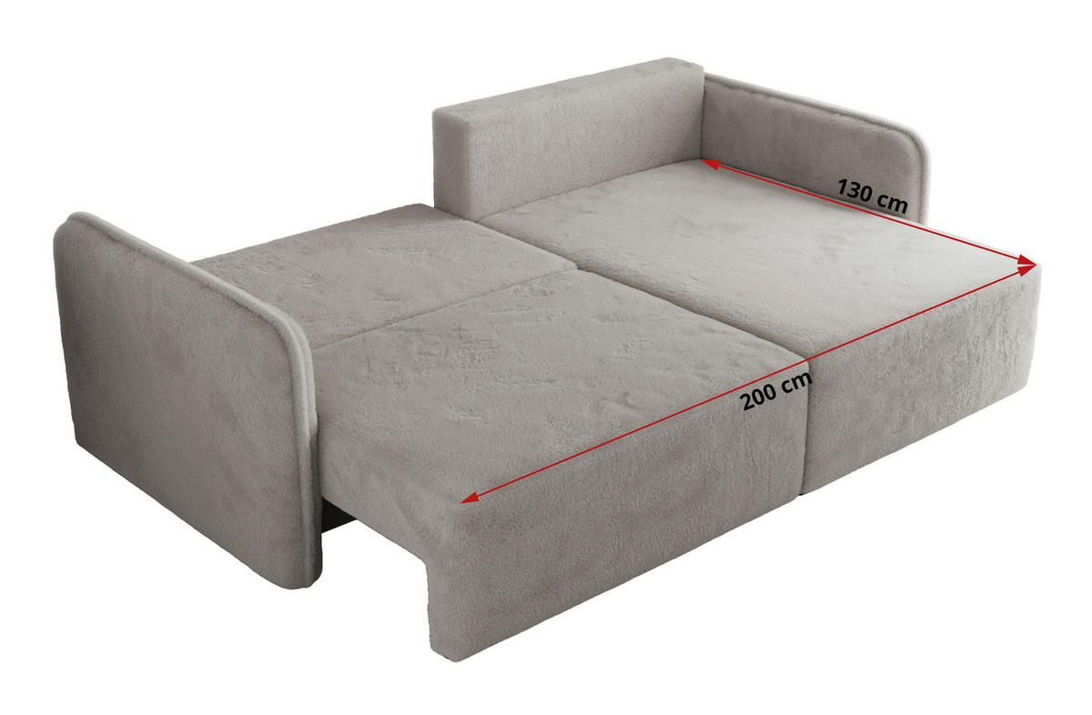 ECKSCHLAFSOFA MESTO L Hellgrau Plüsch - links - Hellgrau/Schwarz, Kunststoff/Textil (227/147cm) - MKS
