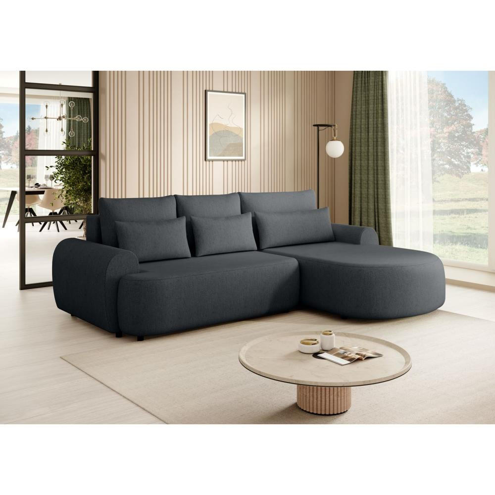 ECKSCHLAFSOFA Olivio L Anthrazit - Anthrazit/Schwarz, Kunststoff/Textil (266/170cm) - Beautysofa