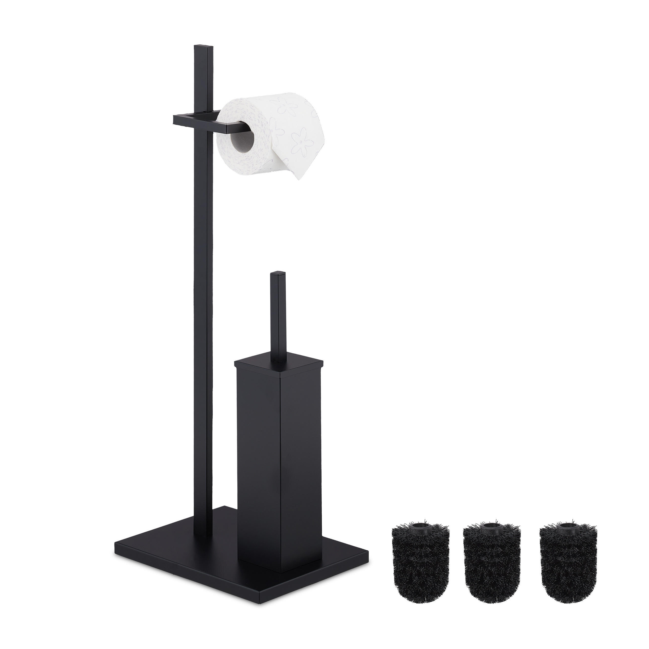 WC-GARNITUR - Schwarz, Metall (27.5/72.5/21.5cm) - Relaxdays