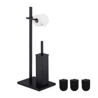 WC-GARNITUR - Schwarz, Metall (27.5/72.5/21.5cm) - Relaxdays