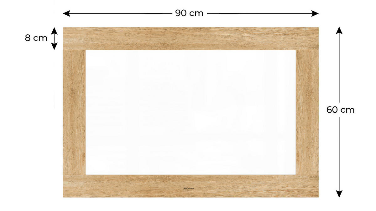 MAGNETISCHES Whiteboard, trocken abwischbar PREMIUM 90×60 cm, massiver Rahmen im Eichendesign - Weiß, Metall (90/60/2cm)